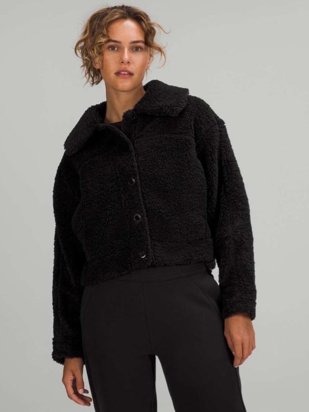 Lululemon Textured Fleece Button Jacket Black